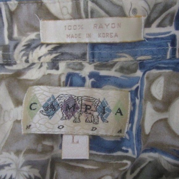 Campia Moda vintage Men Hawaiian camp shirt p2p 24 L aloha luau tropical rayon - Picture 9 of 9